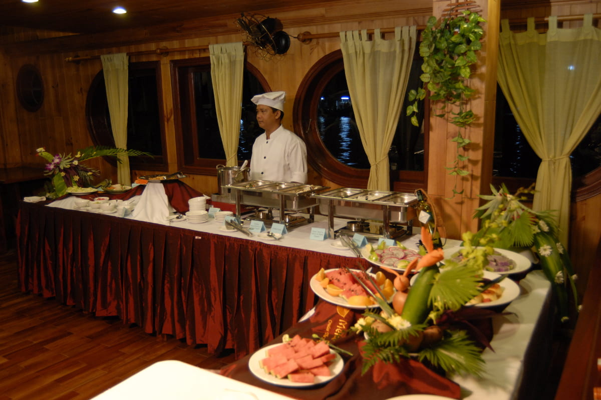 Meal served on the Mekong Eyes Cruise