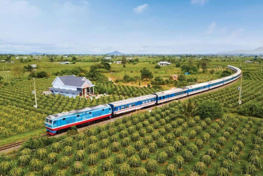 Beautiful scene when you travel by train through Vietnam